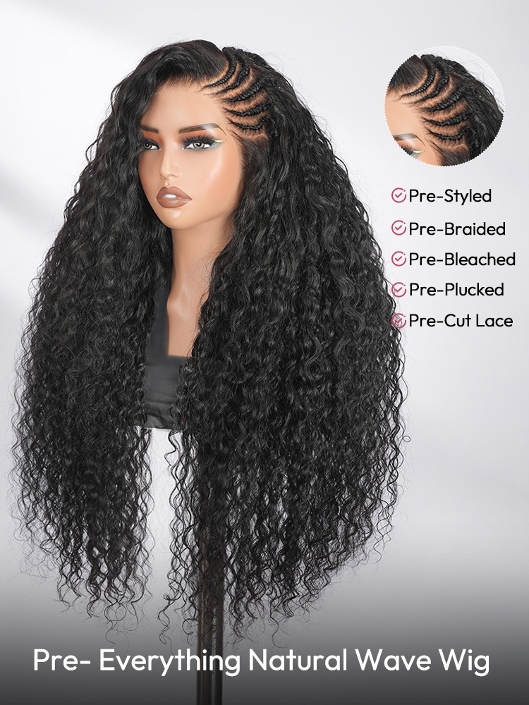 13x6 HD Lace Front Wear and Go Wig Side Pre-Braided Wig With Natural Wave Voluminous Human Hair