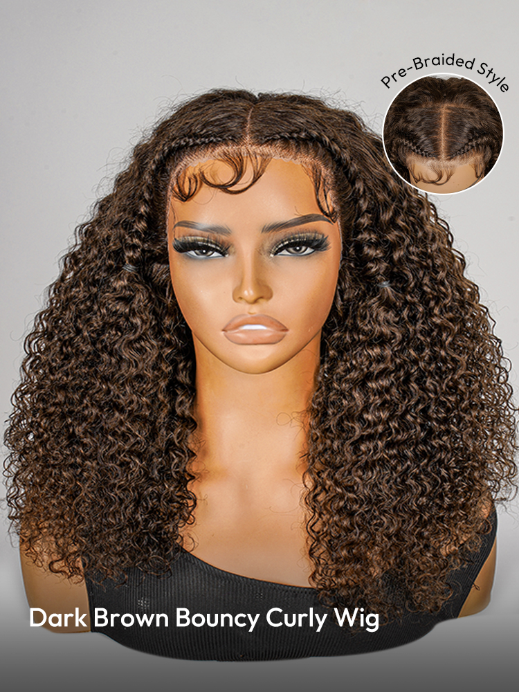Pre Styled Dark Brown Bouncy Curly Wig Pre Styled Dark Brown Bouncy Curly Wig
