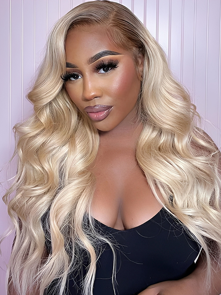 Brown Dark Roots Blonde Wig