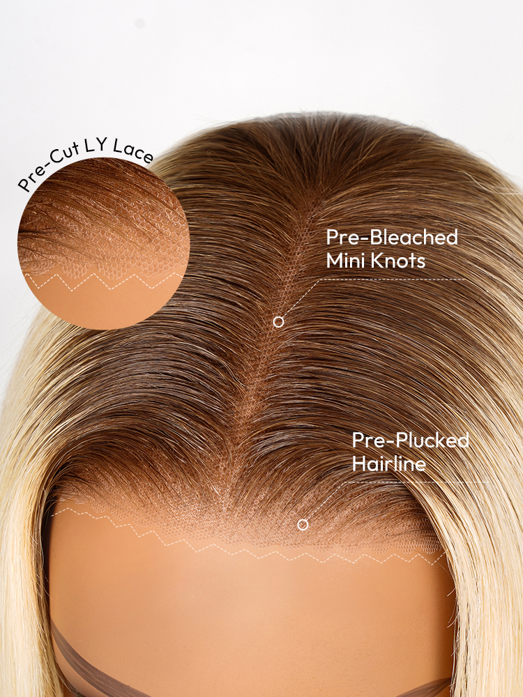 Blonde Ombre Bob Wig With Brown Roots Blonde Ombre Bob Wig With Brown Roots