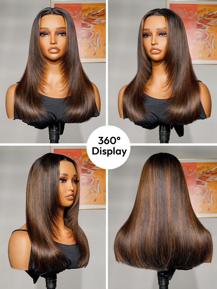 Straight Human Hair Wig With Highlight Straight Human Hair Wig With Highlight