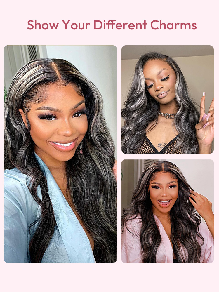 Grey Highlights Wigs