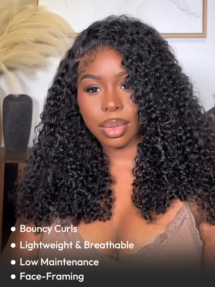 Natural Black Pixie Curly Wigs
