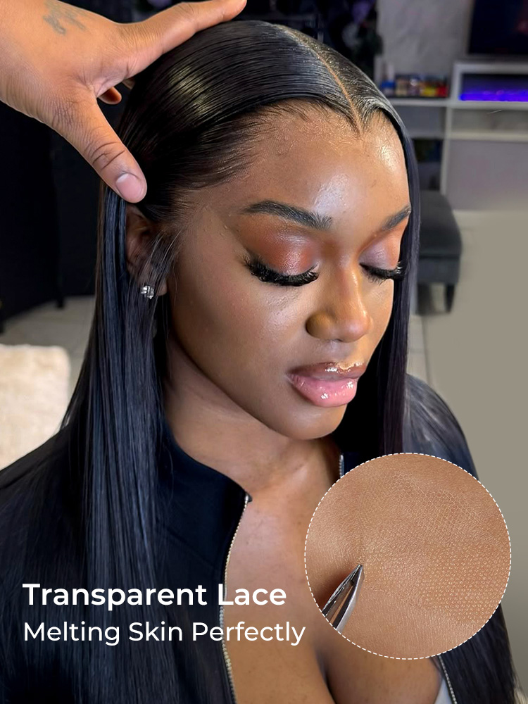 Black Straight Lace Wig With M Shaped Hairline