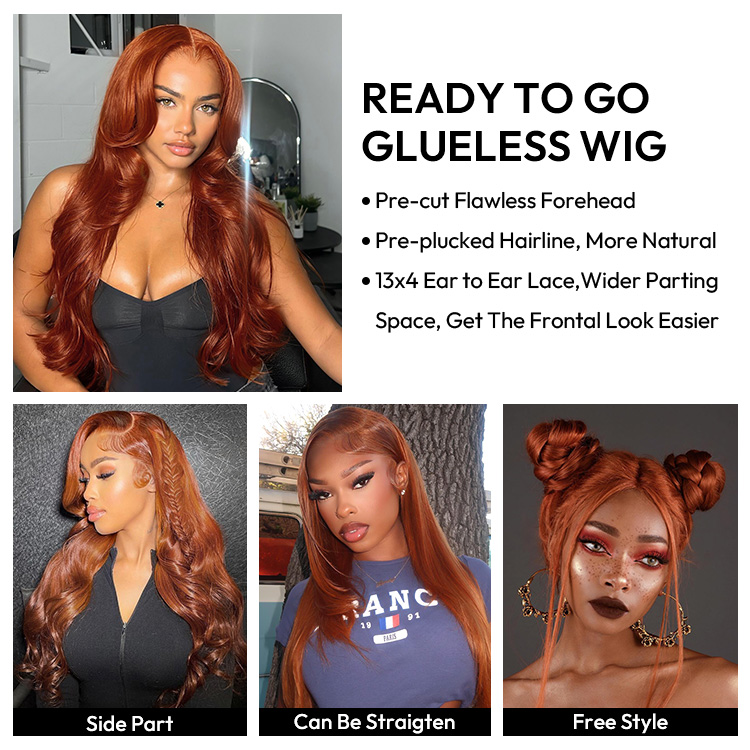 Body Wave Burnt Orange Wigs