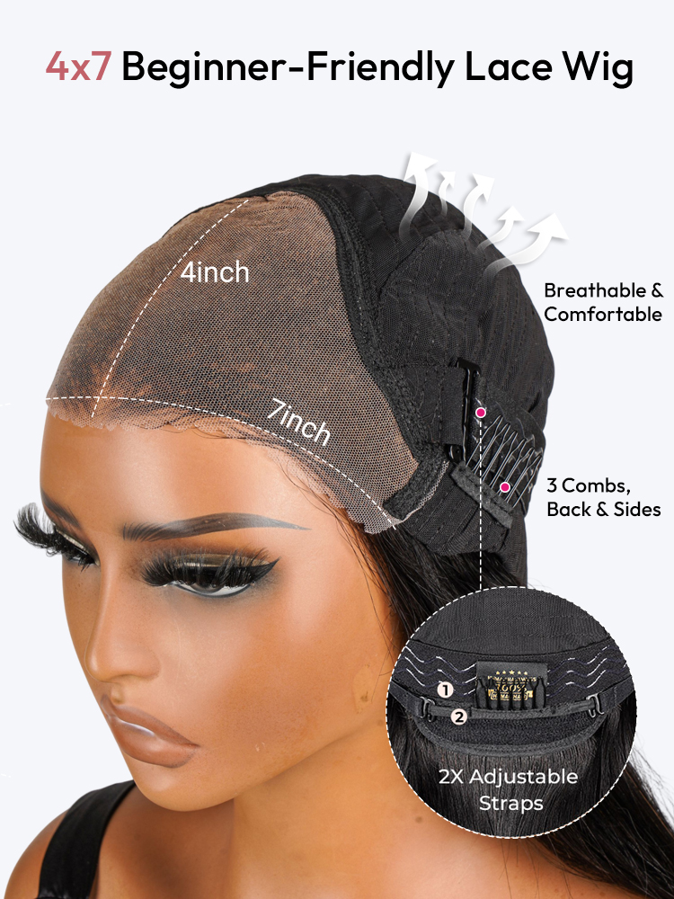 4x7 Beginner Friendly Lace Wig With Kinky Straight