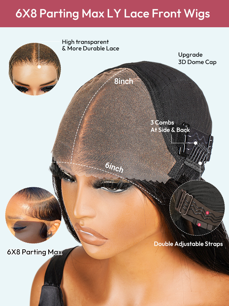 Brown Straight Wig With 6x8 Ready To Go Lace