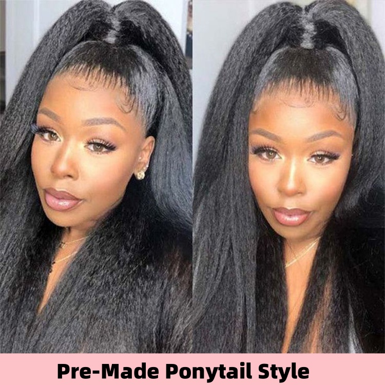 Kinky Straight 250% Density Lace Front Ponytail Wig -west Kiss Hair