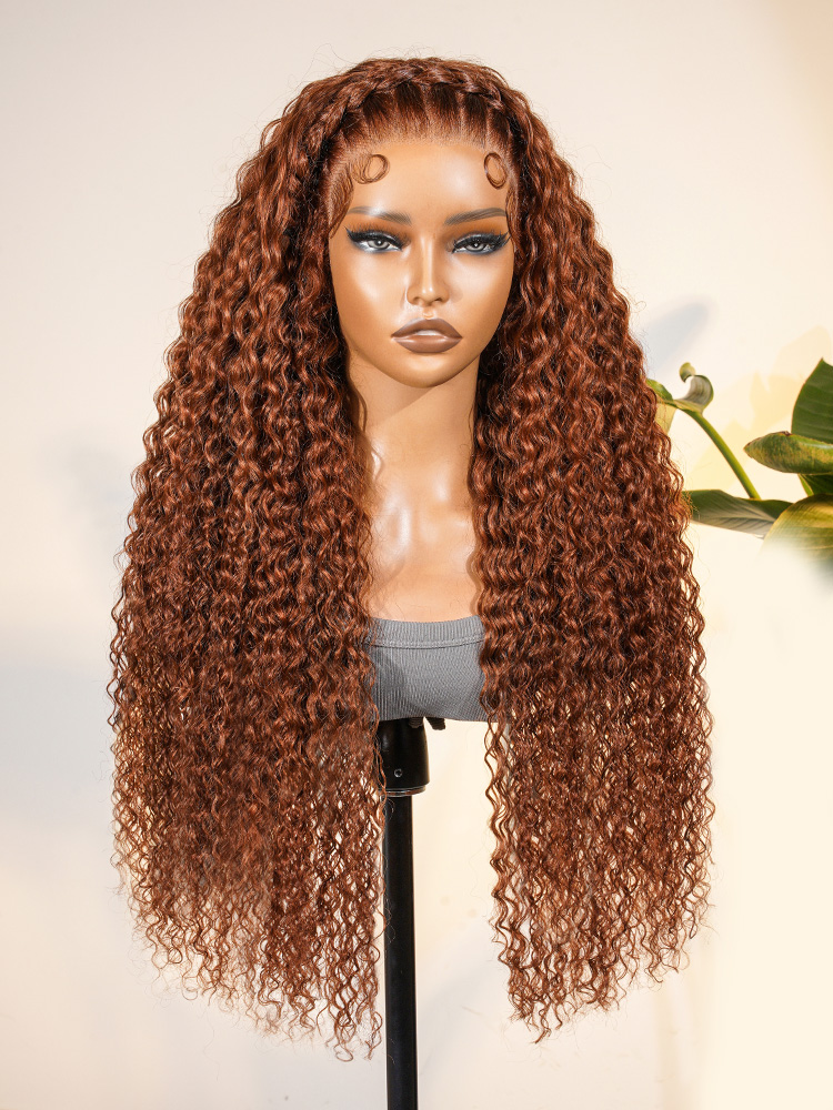 Pre-braided Deep Wave Wig With Burnt Orange