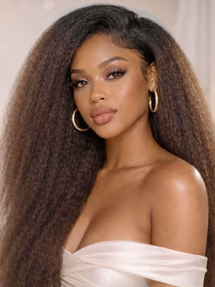 Brown Ombre Yaki Straight Wig