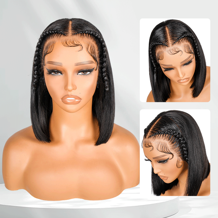 13x4 Braided Lace Front Wig Ready to Go Straight Bob Wig