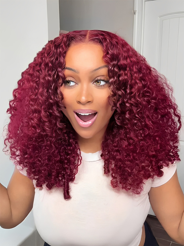99J Burgundy Curly Wigs