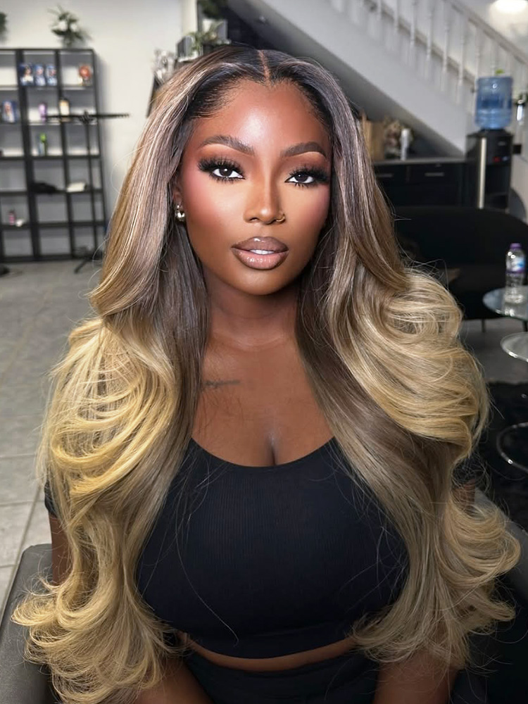 Ash Brown Ombre Blonde Colored Wig Ash Brown Ombre Blonde Colored Wig