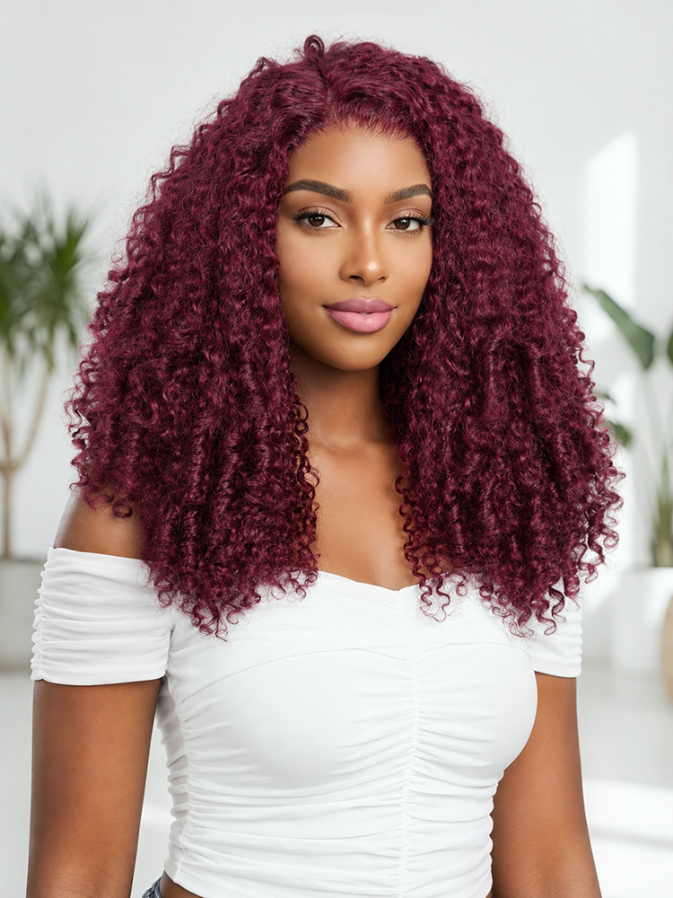 Burgundy Curly With Spiral Ends