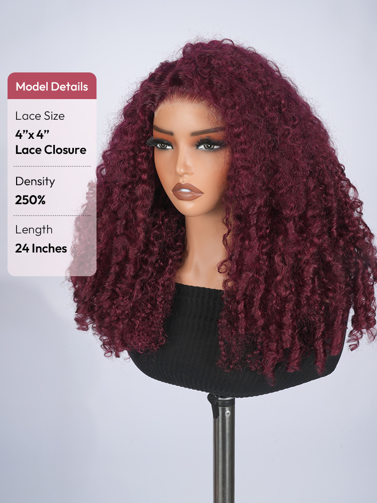 250%Density Burgundy Curly