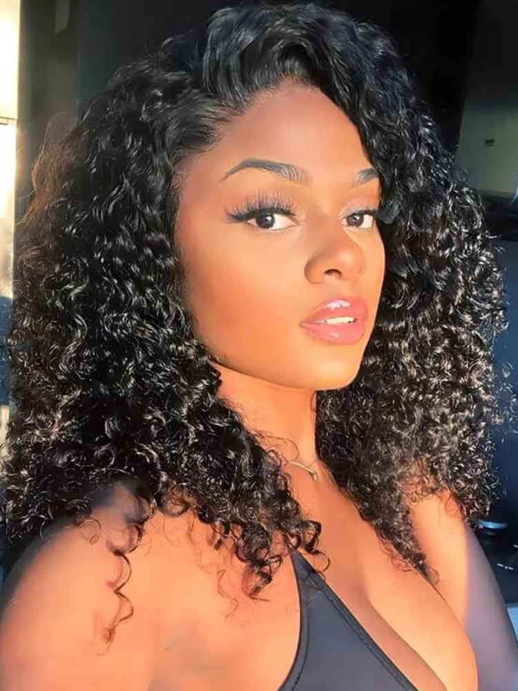 Black Short Kinky Curly Wigs
