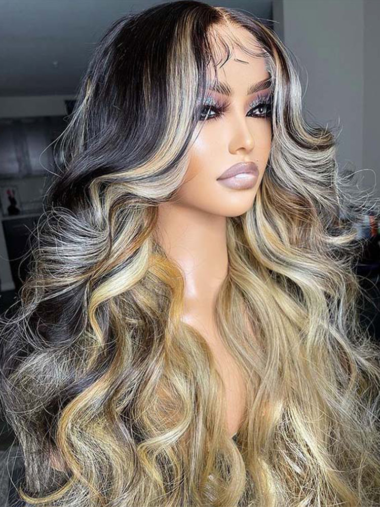 Black Human Hair Wigs With Highlights