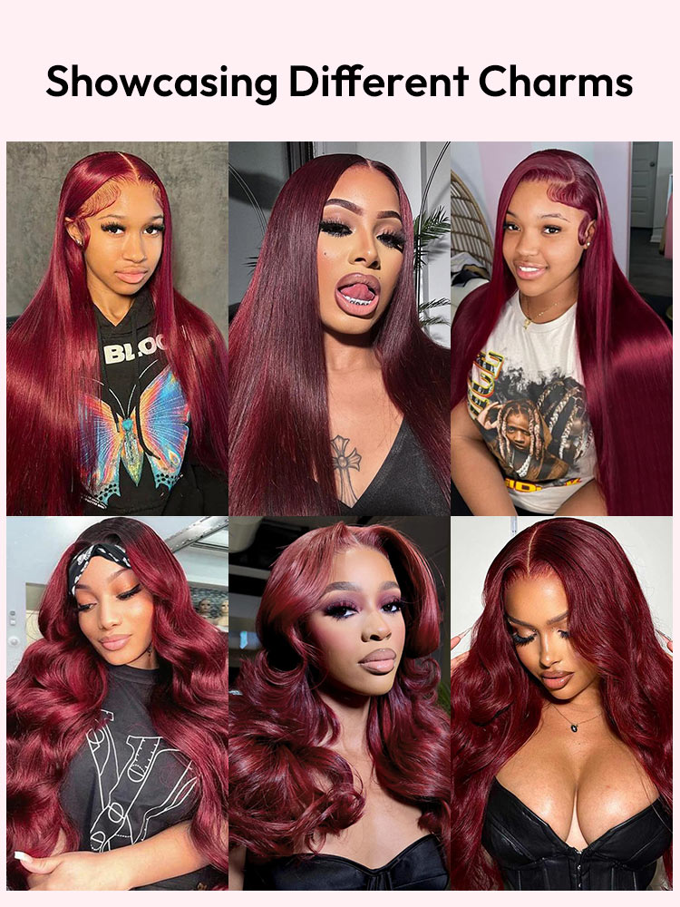 99J Burgundy Wigs