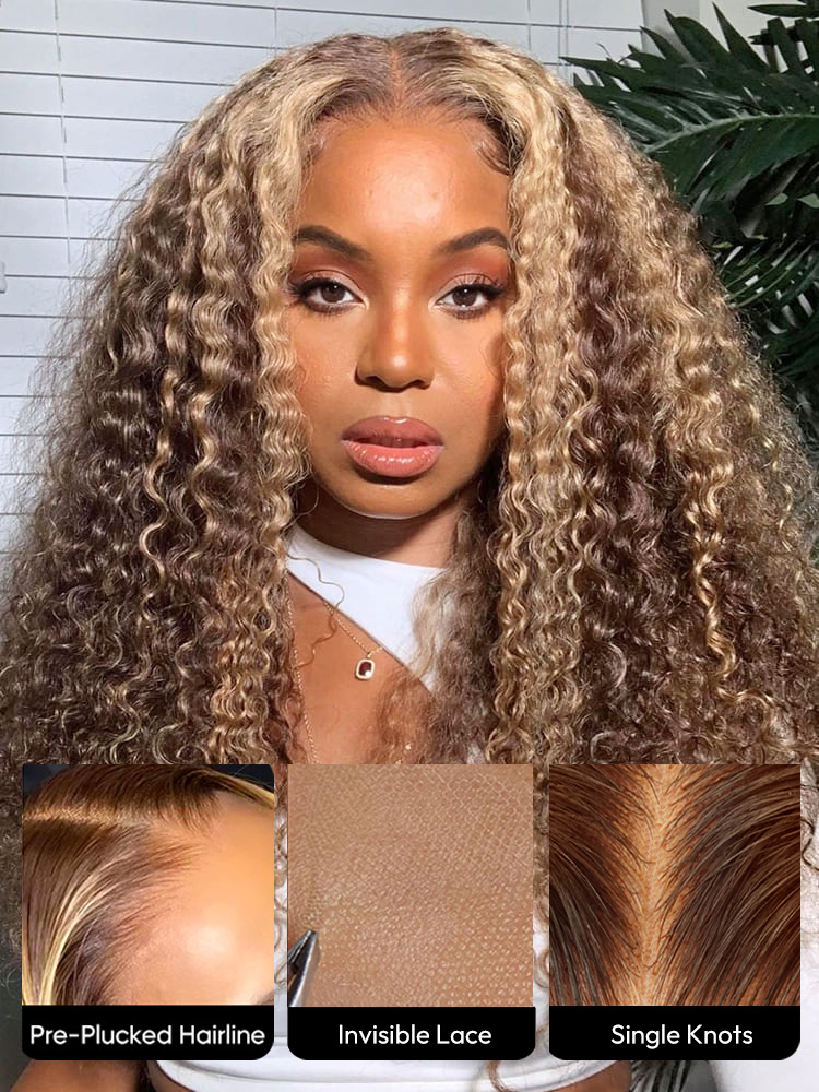 Balayage Curly Human Hair Wigs