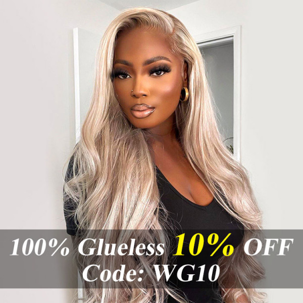 Blonde Human Hair Highlight Lace Front Wigs