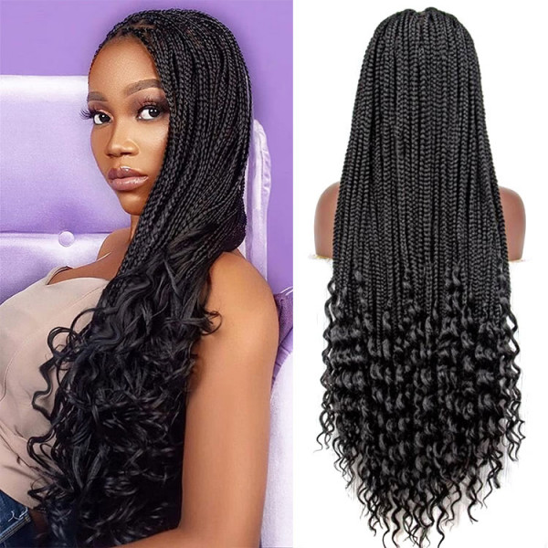 Full Lace Synthetic Knotless Braided Wigs Wavy Ends -West Kiss Hair