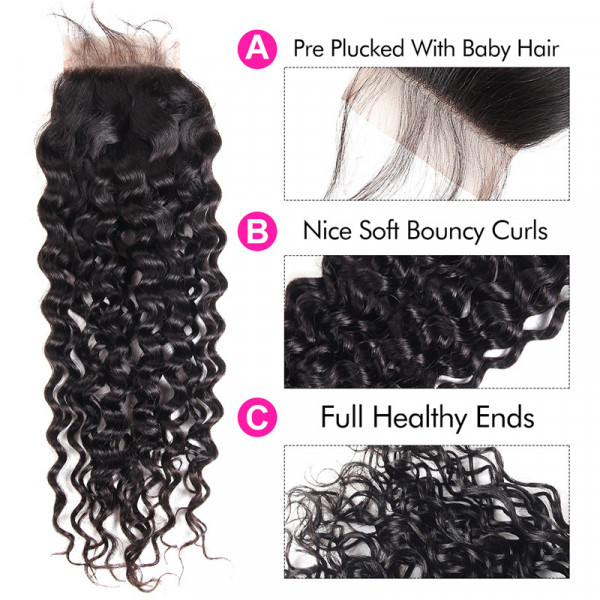 water wave 4*4 lace closure