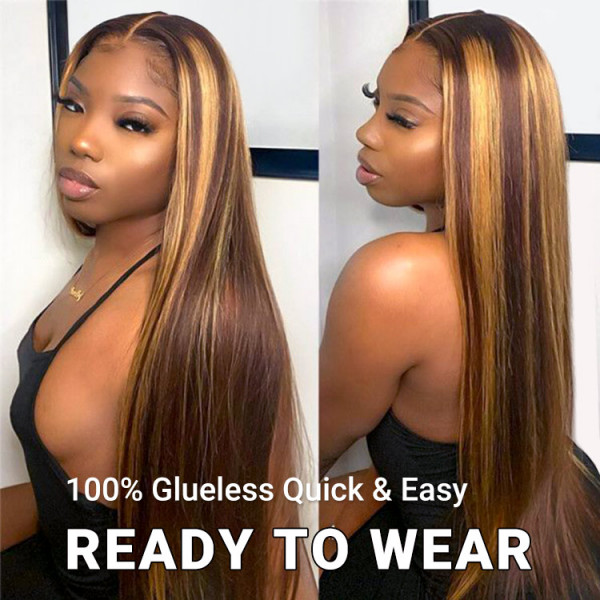 straight wig with highlights