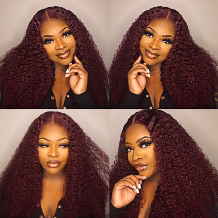 Burgundy Curly Wigs