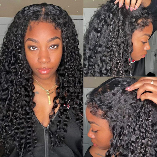 Natural 4C Edges Curly Wigs