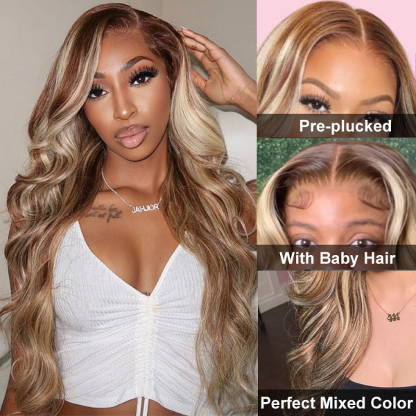 Wig With Blonde Highlight