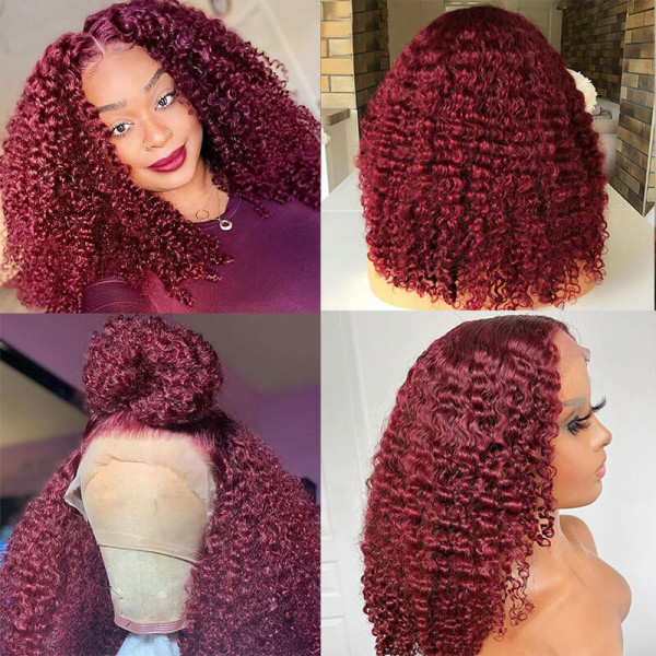 burgundy curly wig