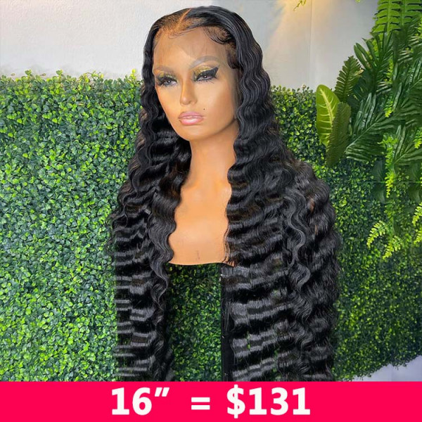 Crimped deep wave wigs