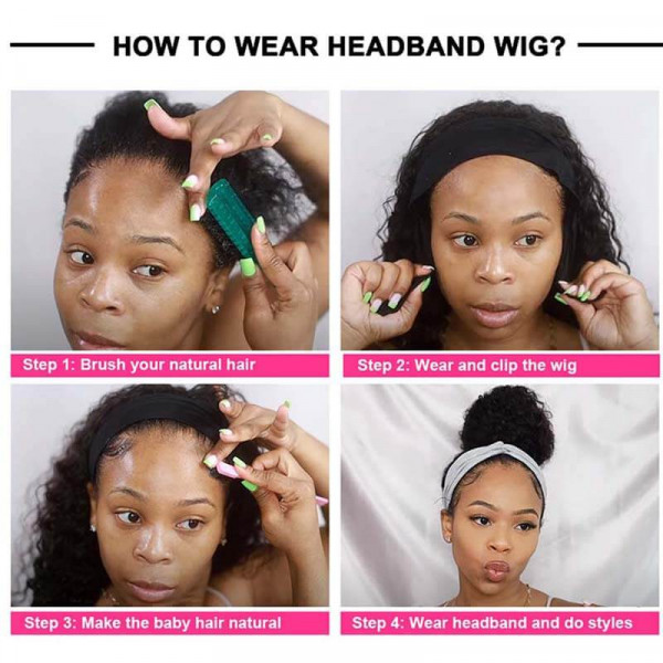 Human Hair Head band Wigs