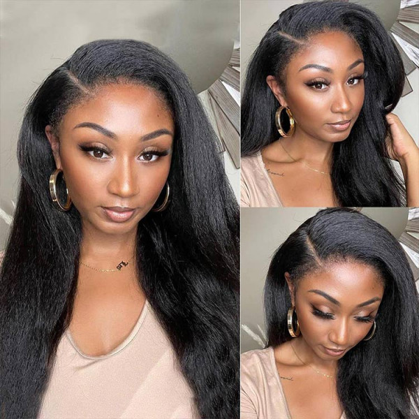 kinky straight 4c edges hairline hd lace front wig