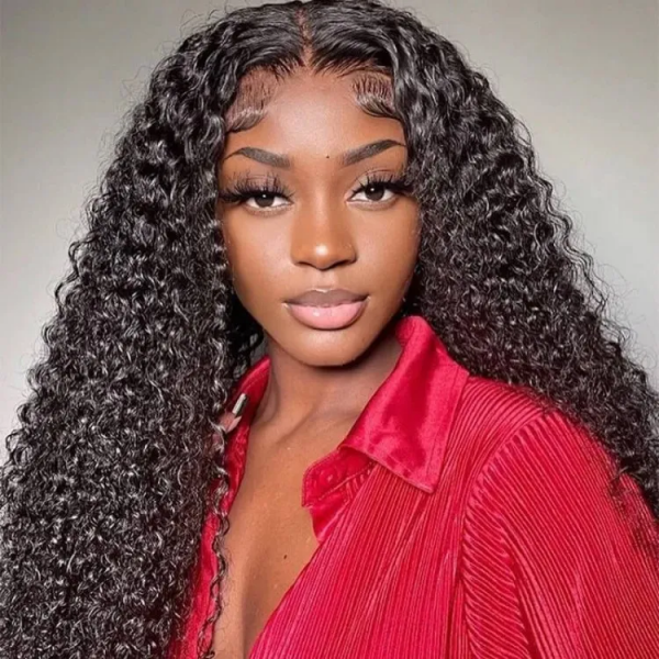 Natural Black Curly HD Lace Wig Human Curly Lace Wigs -West Kiss Hair