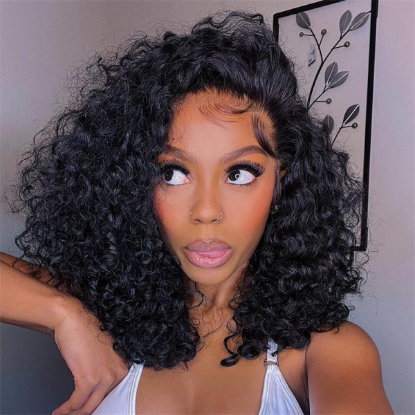 Curly bob wigs human hair