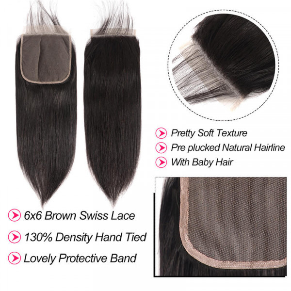 Virgin Straight Hair 6*6 Lace Closure