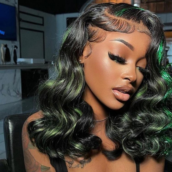 Black Wigs With Green Highlight