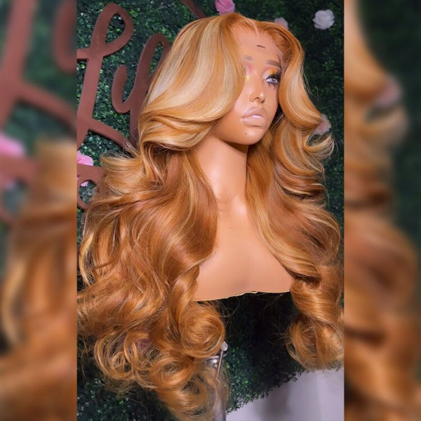 Queena - Chunky Blonde Highlights Wig Body Wave Lace Wig With Highlights