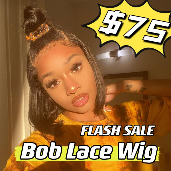 Flash Sale - Black 5*5 Lace Closure Bob Cut Wigs 10 Inch & 12 Inch Straight Bob Hair