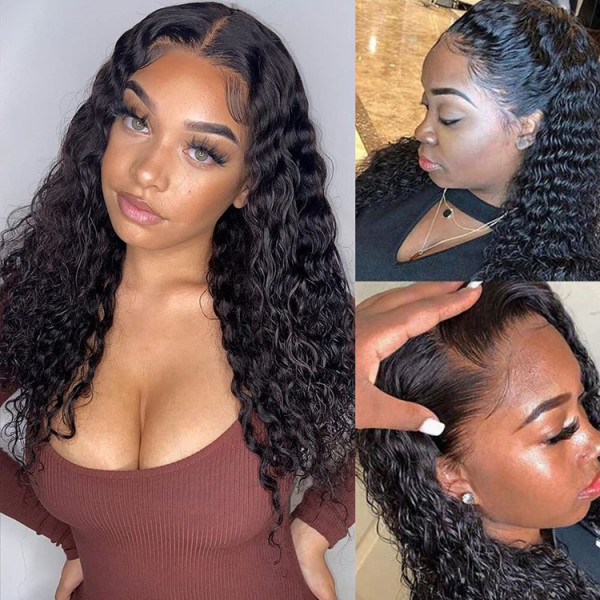 Deep Wave 6x6 Brazilian Human Hair Lace Front Wigs With Baby Hair Affordable Lace Front Wigs