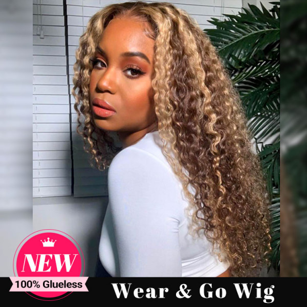 Glueless Wear And Go Wigs - HD Highlight Curly Human Hair Wig