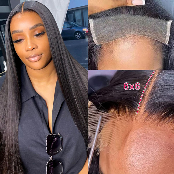 6x6 HD Lace Closure and LY Lace Straight Virgin Human Hair With Baby Hair