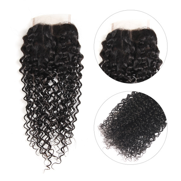 4*4 Lace Closure Kinky Curly Human Hair Products For Curly Hair