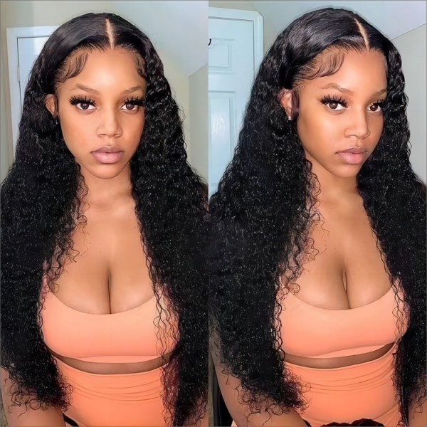 22 Inch Middle Part Curly Human Hair Wig