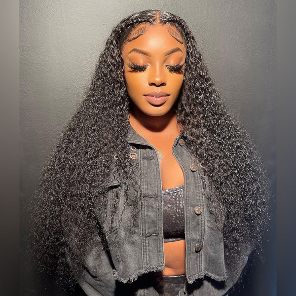 Curly Hair Wigs 4x4 / 4x7 HD Lace Wigs Black Kinky Curly Human Hair On Sale