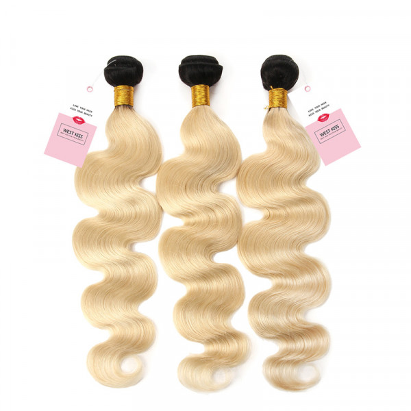 Ombre Hair Color 1B/613 Body Wave 3 Bundles Human Virgin Hair