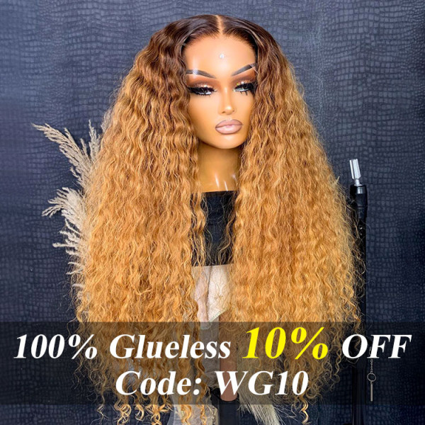 Glueless Wear And Go Wigs - Ombre Honey Blonde Loose Deep Wave HD Lace Wigs