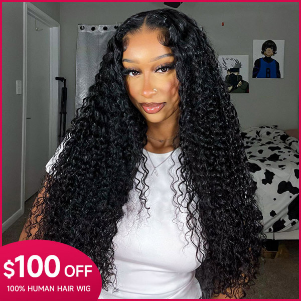 Affordable Wigs Deep Wave 180% Density 4x4 Lace Closure Wigs With Baby Hair 