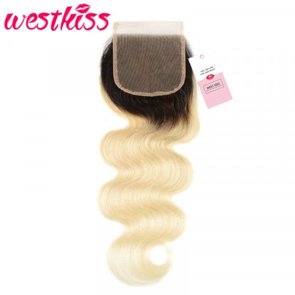 Brazilian Body Wave Ombre Hair #1B/613 Body Wave 5*5 Lace Closure